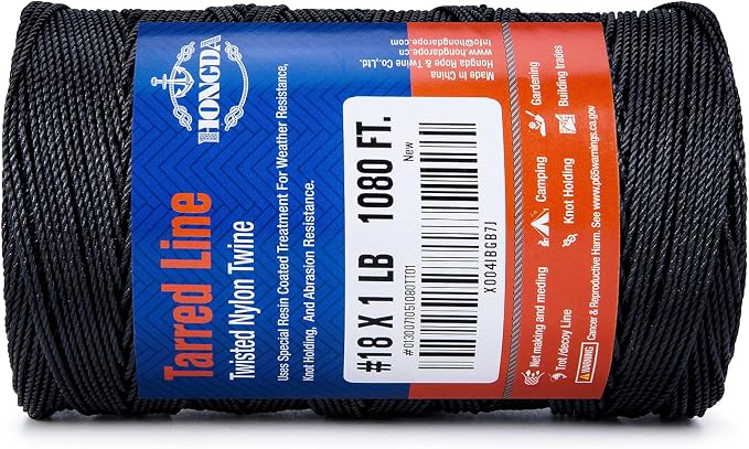 HONGDA Tarred Twine, 1080 Feet Nylon Twine #18 Bank Line-Black Nylon String - Image 7