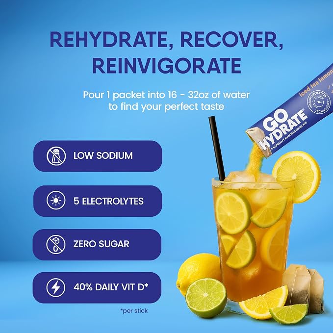 GoHydrate Low Sodium Electrolytes Powder Packets Sugar Free - Image 2