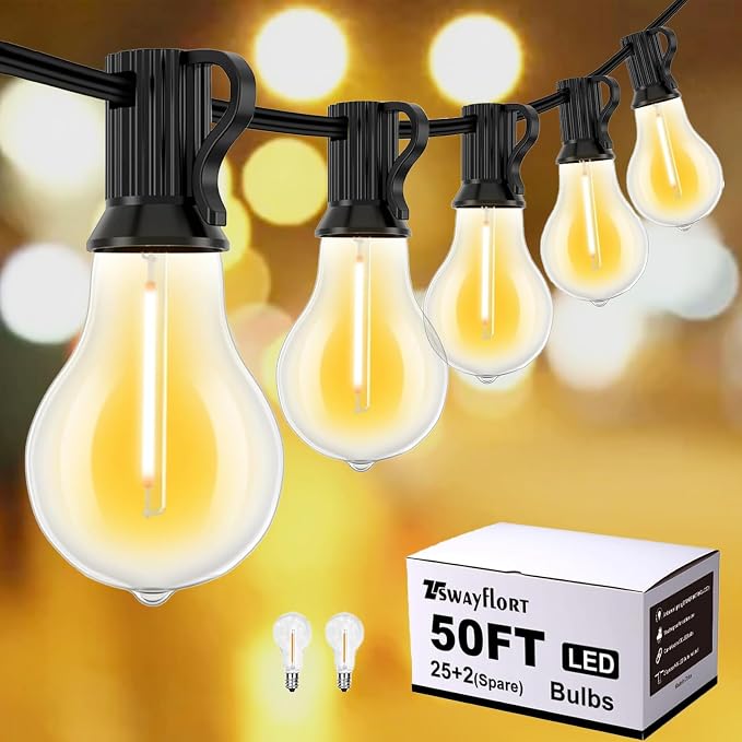 Outdoor String Lights 50FT LED String Lights by Tswayflort