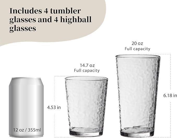 KLIFA- NICE- 14.7 & 20 ounce, Acrylic Tumbler & Highball Drinking Glasses Set - Image 2