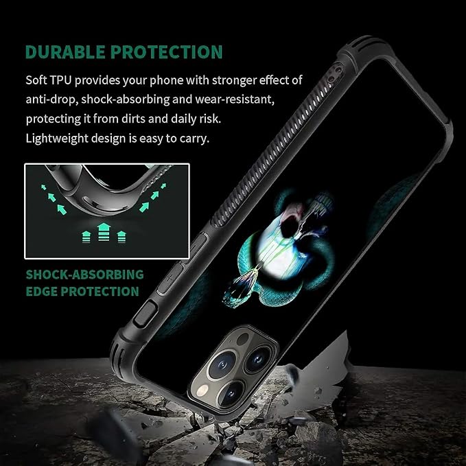 for iPhone 15 Pro Max Case, Skeleton Winding Snake Pattern Graphic Design Girl - Image 2