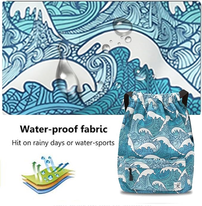 Waterproof Drawstring Bag, Gym Bag Sackpack Sports Beach Backpack - Image 6