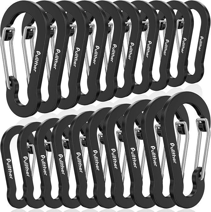 Aluminum Carabiner Clips- Set of 20, Carabiner Clip 2 inch by pulltherfishing