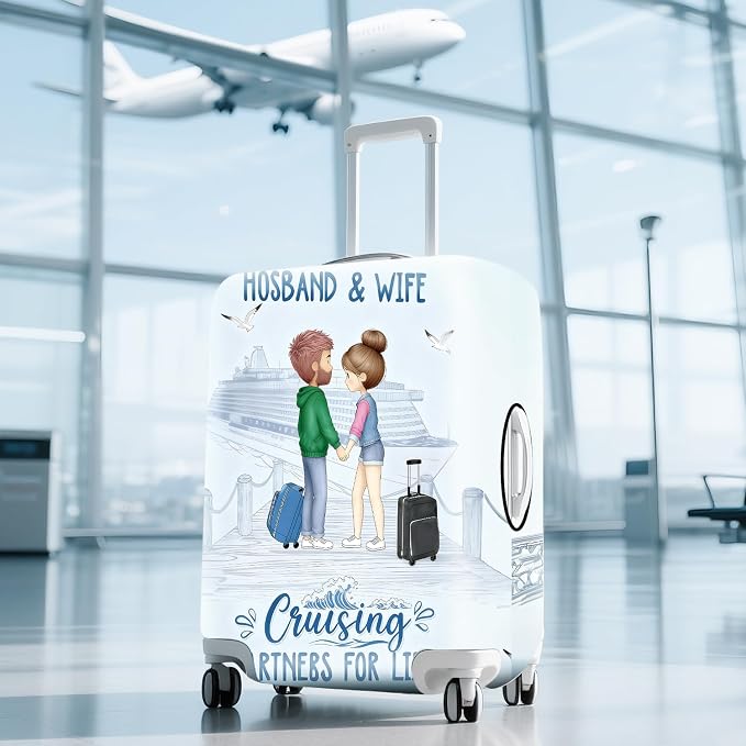 Valentine'S Day Couple Travel Luggage Cover -Stretchable Airplane Suitcase - Image 9