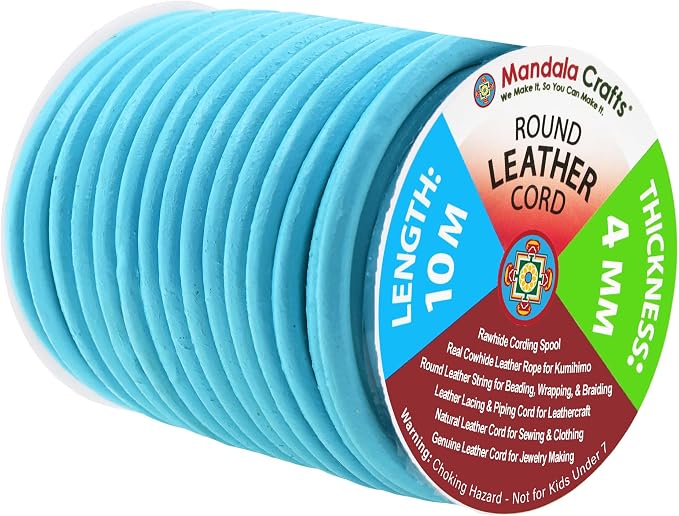 Mandala Crafts Round Genuine Turquoise Leather Cord by MandalaCrafts