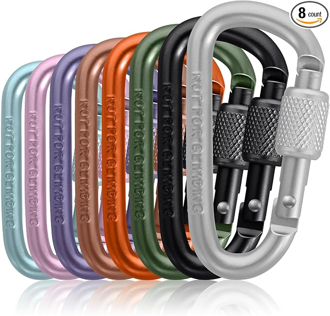 Carabiner Clip, Key Hooks for Keychain Aluminum D Ring Shape Carabiner by LePanyan