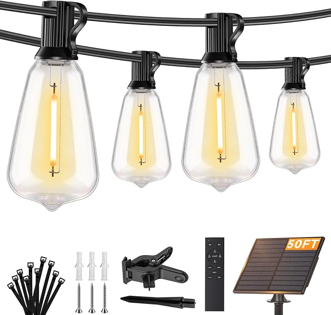 Brightever 50FT Solar String Lights Outdoor Waterproof, Patio Lights Solar by Brightever