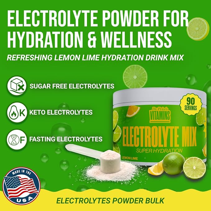Dr. Price’s Electrolytes Powder Bulk – Lemon Lime, 90 Servings | Sugar Free - Image 3