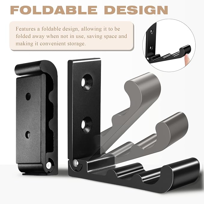 OHIYO 6 PCS Heavy Duty Folding Wall Hooks, Sturdy Black Wall Mounted Hooks - Image 3