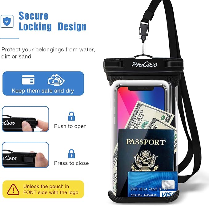 ProCase 2 Pack Waterproof Phone Pouch, Underwater Phone Case Up to 7", Dry Bag - Image 5