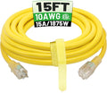 POWGRN 15 Ft 10AWG Outdoor Extension Cord Waterproof Heavy Duty 10 Gauge 3 Prong by POWGRN