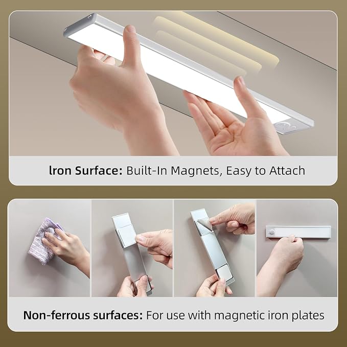 14inch Under Cabinet Lighting, 4 Pack Rechargeable Motion Sensor Light Indoor - Image 8