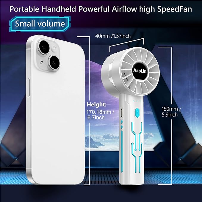 2PCS Portable High-Speed Mini Handheld Fan, USB Rechargeable Neck Personal Mini - Image 5