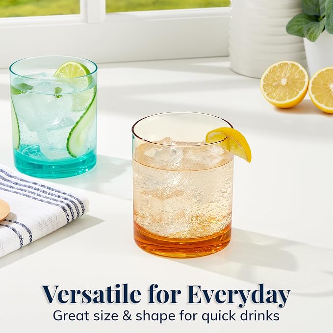 US Acrylic Classic Plastic Reusable Drinking Glasses 12oz Rocks Cups Assorted - Image 3