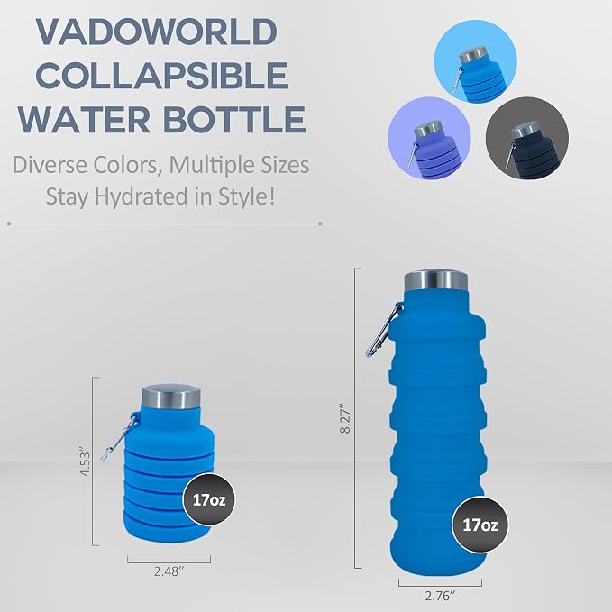 Collapsible Water Bottles 17oz, Odorless BPA-Free Silicone, Leak-Proof Foldable - Image 2