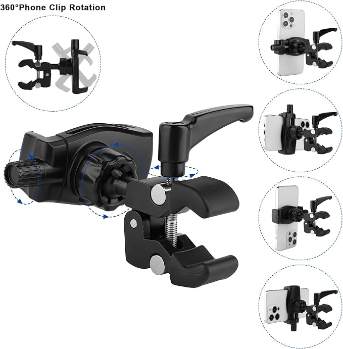 Mippko Phone Holder for Golf Cart/Microphone Stand/Cart/Railing/Handlebar/Rod - Image 7
