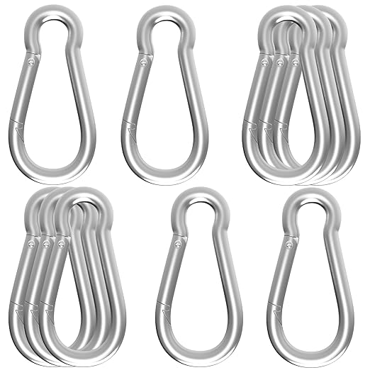Carabiner, Heavy Duty Galvanized Steel Spring Snap Hook Carabiner Clips by High-PQ