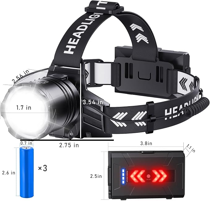 Super Bright Headlamp Rechargeable 99000 Lumens, 7 Modes Head Lamp, Zoomable - Image 9