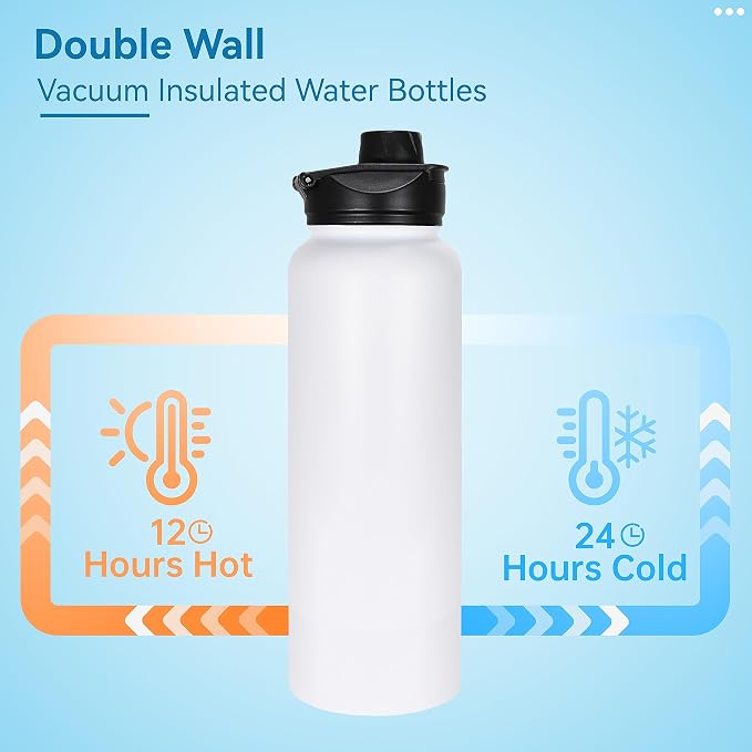 VEGOND 40 oz Insulated Water Bottle Stainless Steel Metal Water Bottles - Image 3