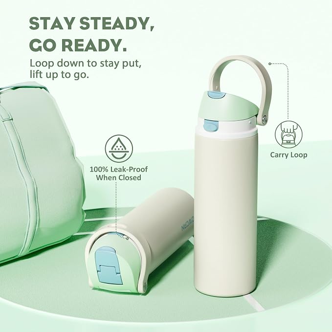 POWCAN 24 oz Steel Insulated Water Bottle: 2-in-1 Push-Button Spout & Flip - Image 4