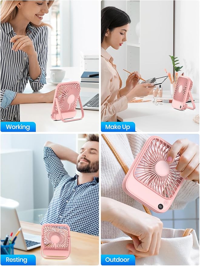 TOPK 2 Pack 5000mAh Portable Desk Fan, Ultra-Thin Rechargeable Battery Operated - Image 7