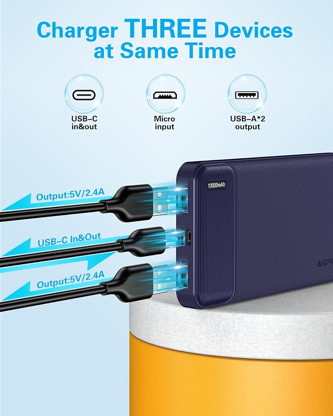 AsperX 2-Pack 10000mAh USB C Output Portable Charger Power Bank Fast Charging - Image 4