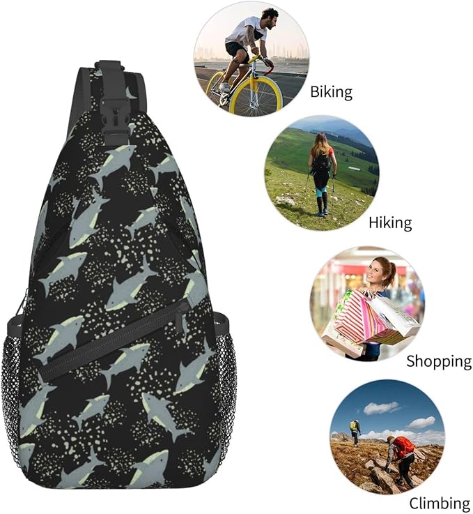 Sea Shark Sling Bag For Women Men Cute Shark Pattern Backpack Crossbody - Image 6