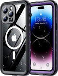 Red2Fire for iPhone 14 Pro Case Waterproof, Phone Case 6.1" Purple/Clear by Red2Fire
