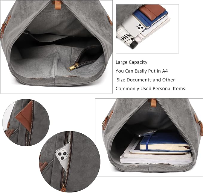 KL928 PU Leather Vintage Backpack – Large Casual Daypack Outdoor Travel - Image 4