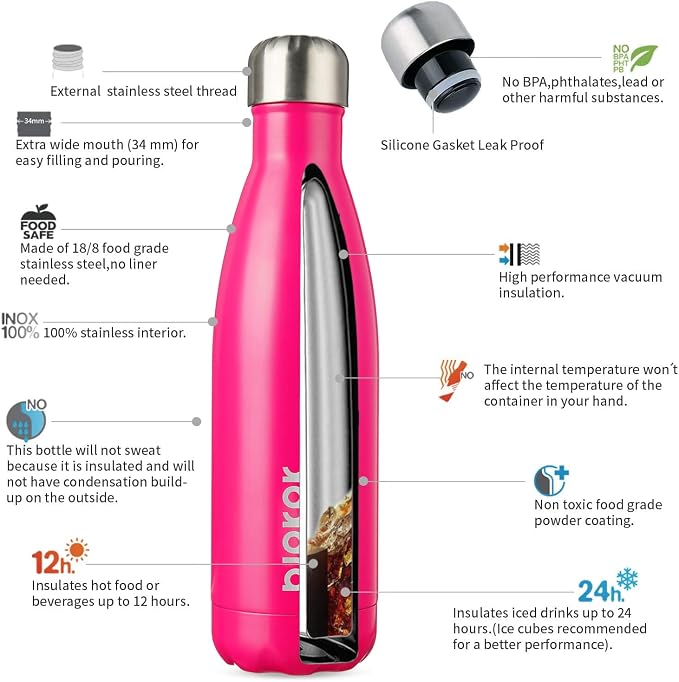 BJPKPK 17oz Insulated Stainless Steel Water Bottles, Sports Water Bottles Keep - Image 3