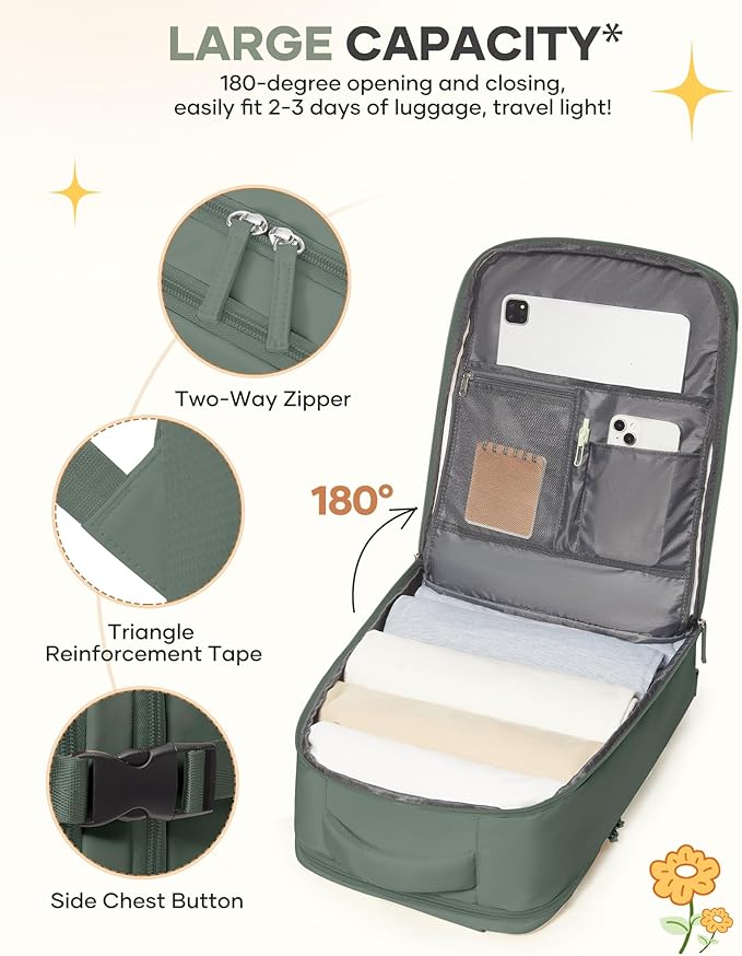coofay Large Travel Backpack For Women Men Airline Approved Carry On Backpack - Image 6