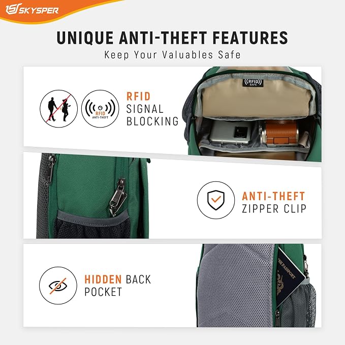 SKYSPER Sling Bag RFID Cross Body Bag Recycled Crossbody Backpack Travel Daypack - Image 3