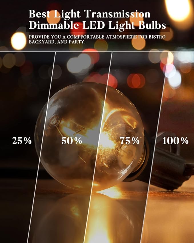 Lightdot 50FT Outdoor String Lights, LED Bistro String Lights - Image 5