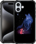 for iPhone 16 Plus Case, Galaxy Fox Wolf Pattern Graphic Design Girl Boy Soft by FKBRCL4U