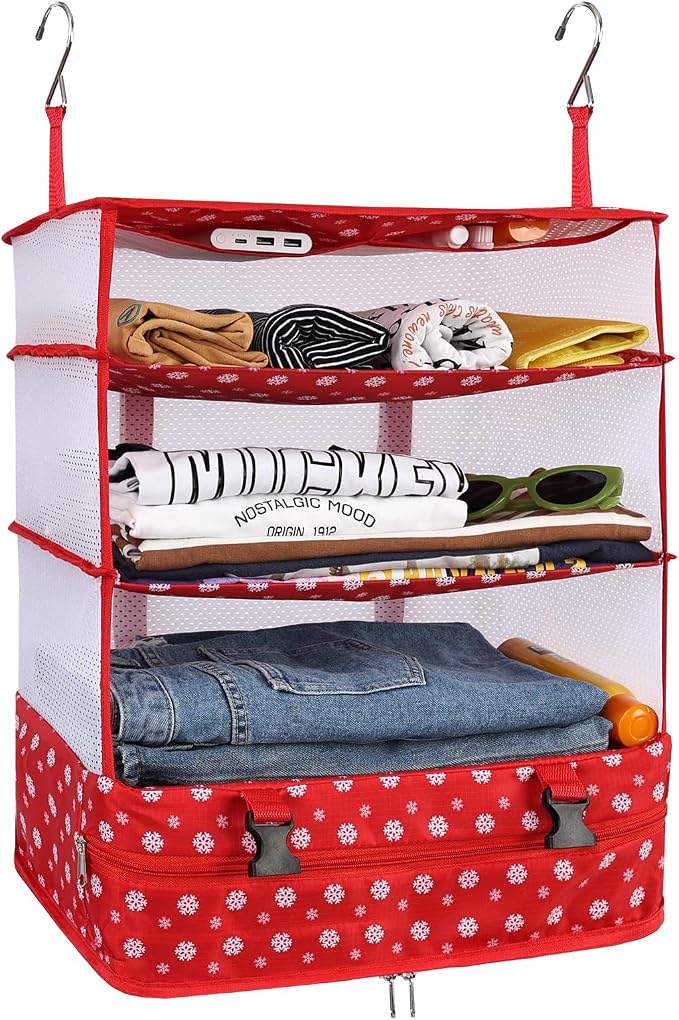 Surblue Hanging Closet Storage Bag Collapsible 3-Shelf Washable Oxford Fabric by SURBLUE