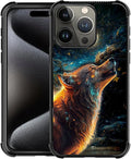 for iPhone 16 Pro Max Case, Star Cave Hungry Wolf Pattern Graphic Design Girl by FKBRCL4U