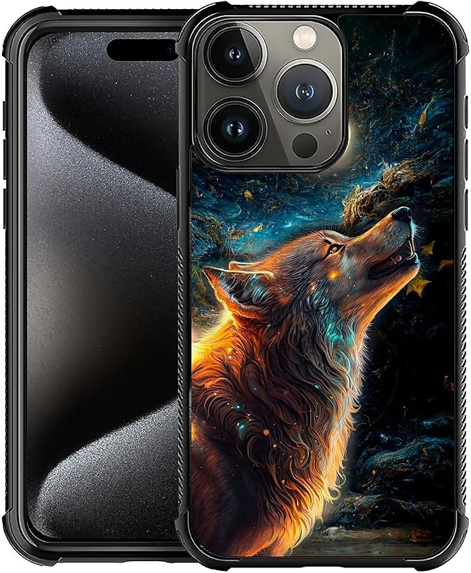 for iPhone 16 Pro Max Case, Star Cave Hungry Wolf Pattern Graphic Design Girl by FKBRCL4U