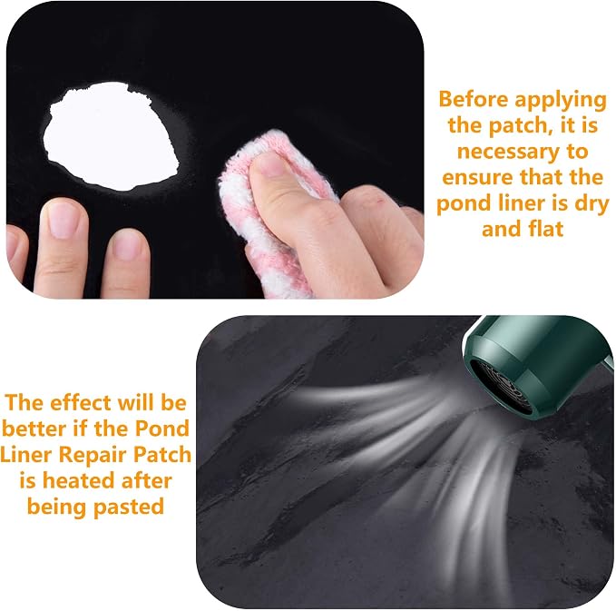 Adnee 2 Pcs Pond Liner Repair Patch-10 x 10 Inches Self-Adhesive EPDM Liner - Image 3