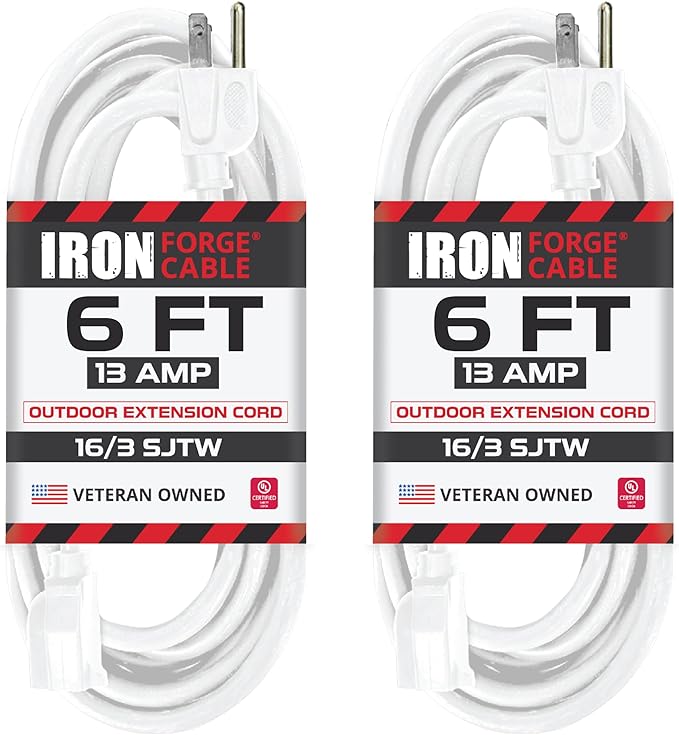 Iron Forge Cable 2 Pack Weatherproof 6 Ft Outdoor Extension Cord by IronForgeCable