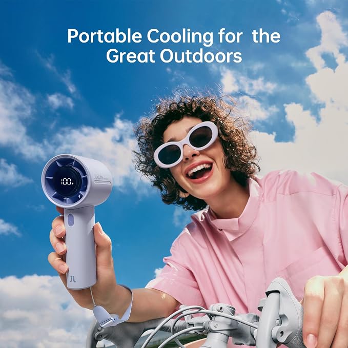 JISULIFE Handheld Turbo Fan, 5000mAh Rechargeable Portable Fans, 5 Speed Strong - Image 9