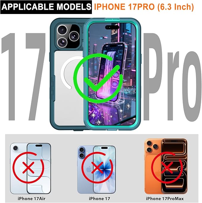 iPhone 17 Pro Case, Magnetic Waterproof IP68 Underwater Protection, Military - Image 2