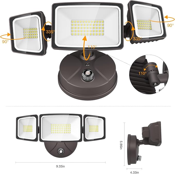 Onforu 70W LED Dusk to Dawn Flood Lights, 7000LM Brown Exterior Security - Image 8