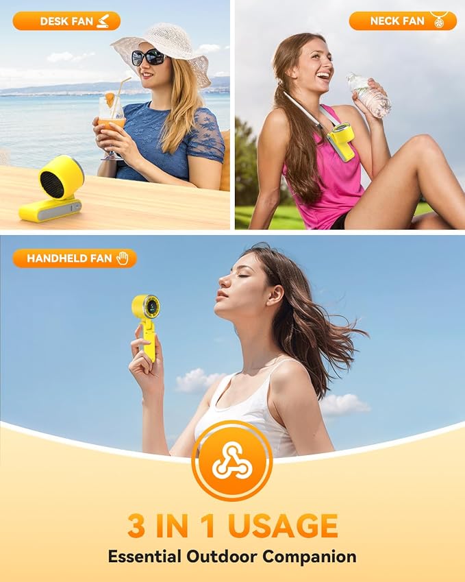 PlayHot Portable Handheld Turbo Fan, 5-Speed Personal Fans, 5000mAh - Image 3