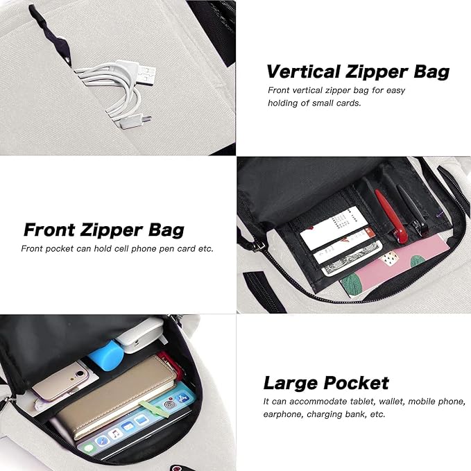 MOSISO Sling Backpack, Canvas Crossbody Hiking Daypack Bag - Image 4