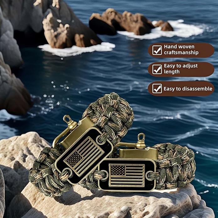 Patriotic Paracord Survival Bracelet - Image 5