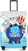 ANNA QUEEN I Love Travel Themed Luggage Cover, Stretchable Suitcase Protector by ANNAQUEEN