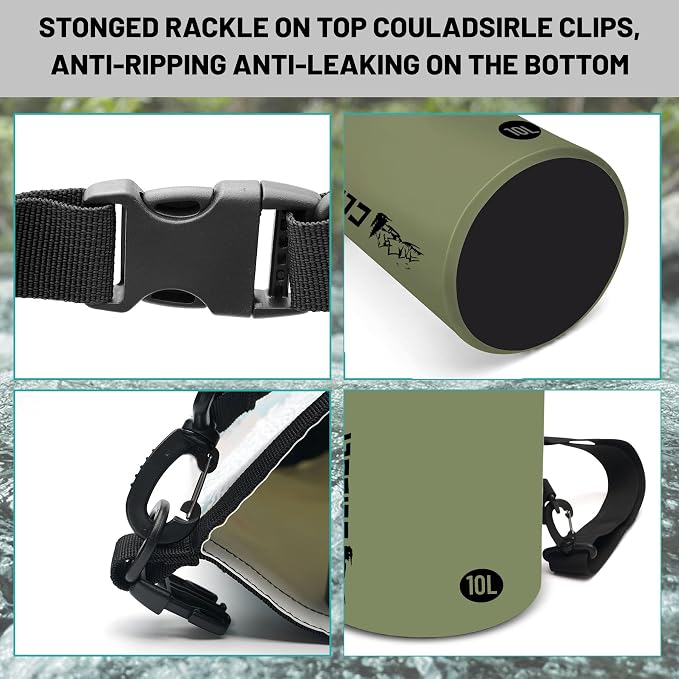 Waterproof Dry Bag, Roll Top Green Small Waterproof Backpack - Image 3