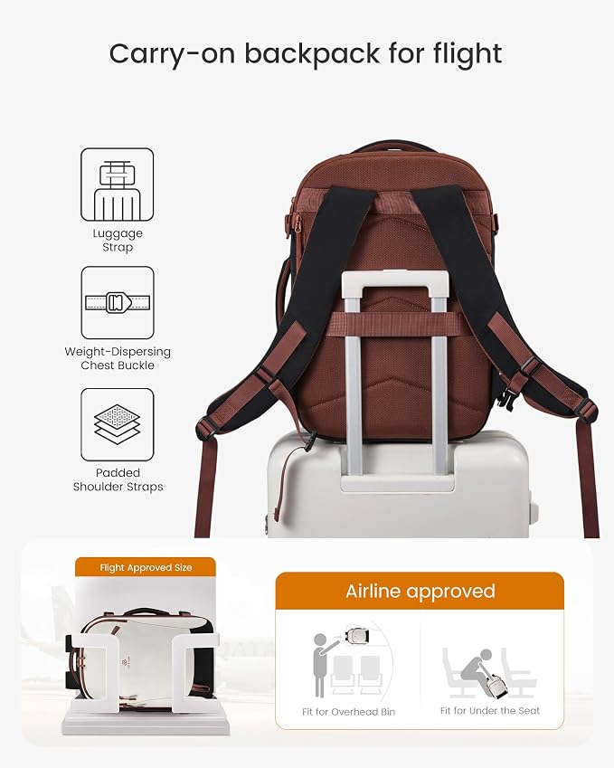 LOVEVOOK 40L Travel Backpack for Women, Airline Approved Carry On Backpack - Image 4