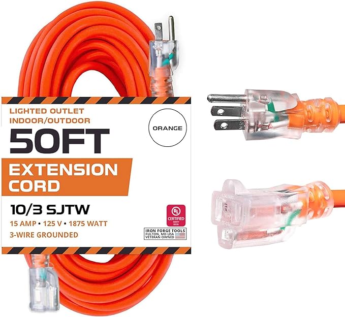 Iron Forge Cable Lighted Outdoor Extension Cord 50 Ft by IronForgeCable