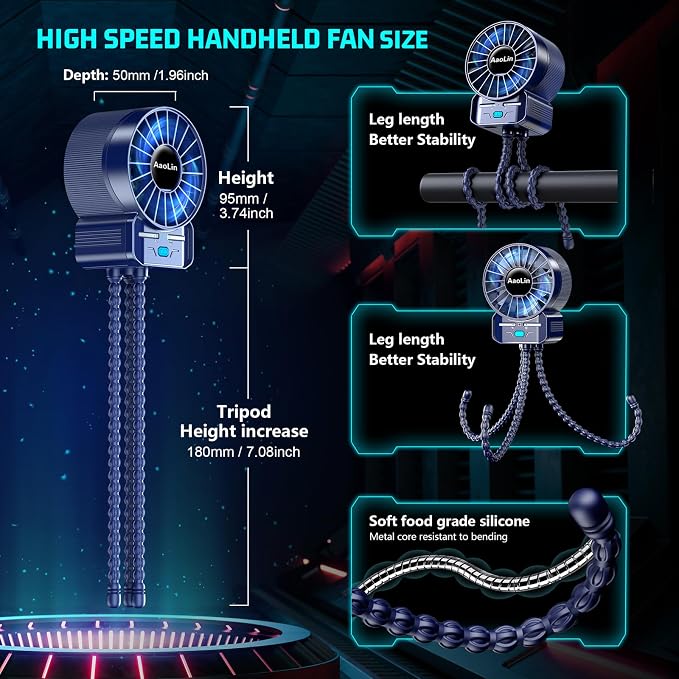 2 Pack Multifunctional Portable Stroller Fan 4 Speed 6600rpm High Speed Usb - Image 5